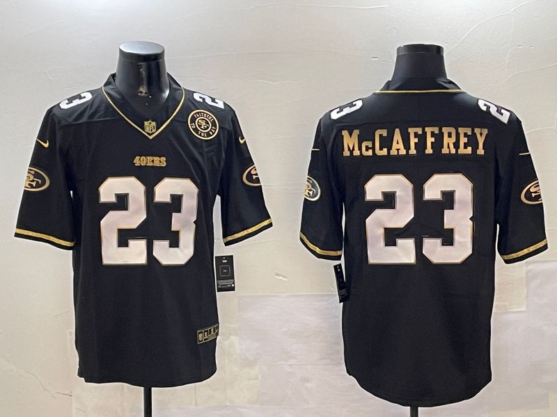 Men San Francisco 49ers 23 Mccaffrey Black Gold 2024 Nike Limited NFL Jersey style 01082